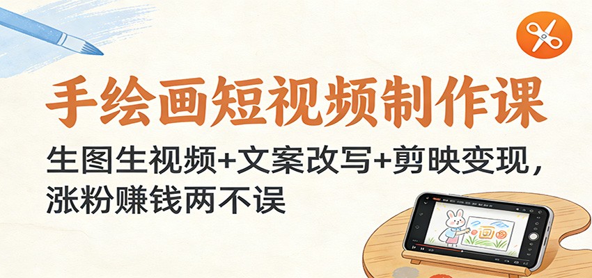 手绘画短视频制作课:生图生视频+文案改写+剪映变现,涨粉赚钱两不误